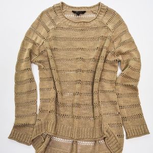 BCBG Max Azria Beige Tan Crochet Tunic Sweater XS